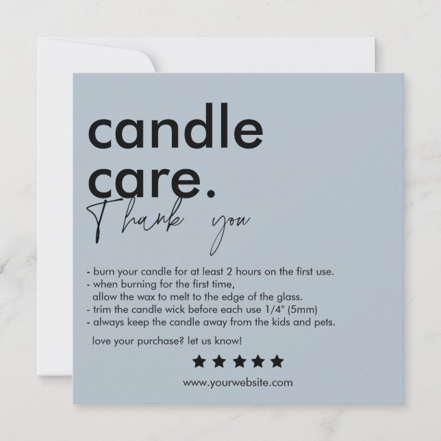 Thank You Candle Care Modern Business Card (Front)