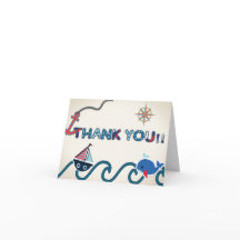 Thank you card Ahoy It's a Boy Nautical