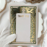 Thank You Card Art Nouveau Mucha Vintage Deco