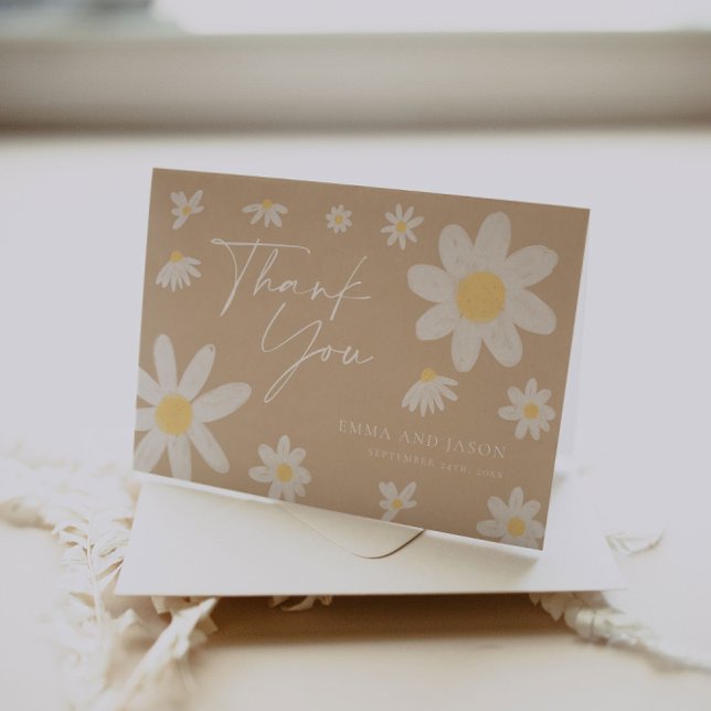 Thank You Card  Beige Daisy (Creator Uploaded)