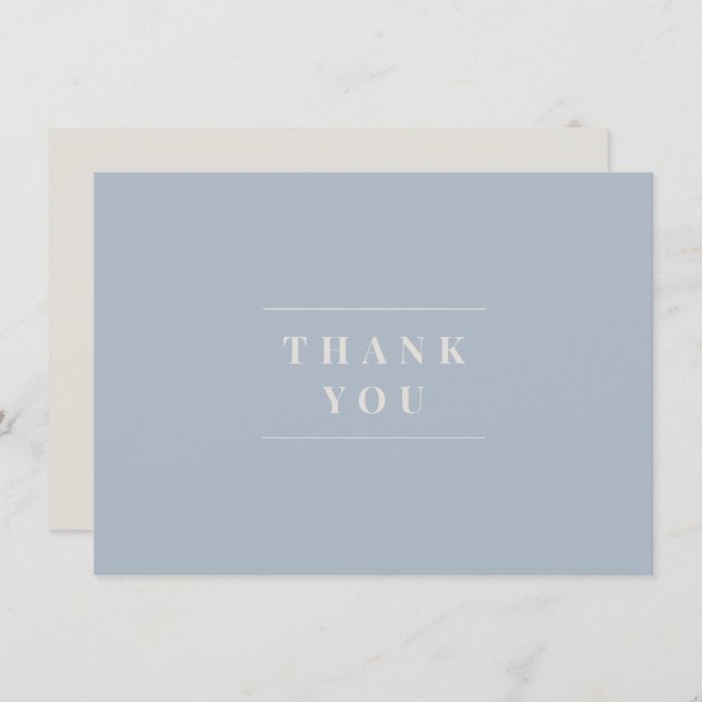Thank You Card Beige Tan Blue Traditional (Front/Back)