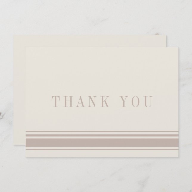 Thank You Card Beige Tan Brown Traditional (Front/Back)