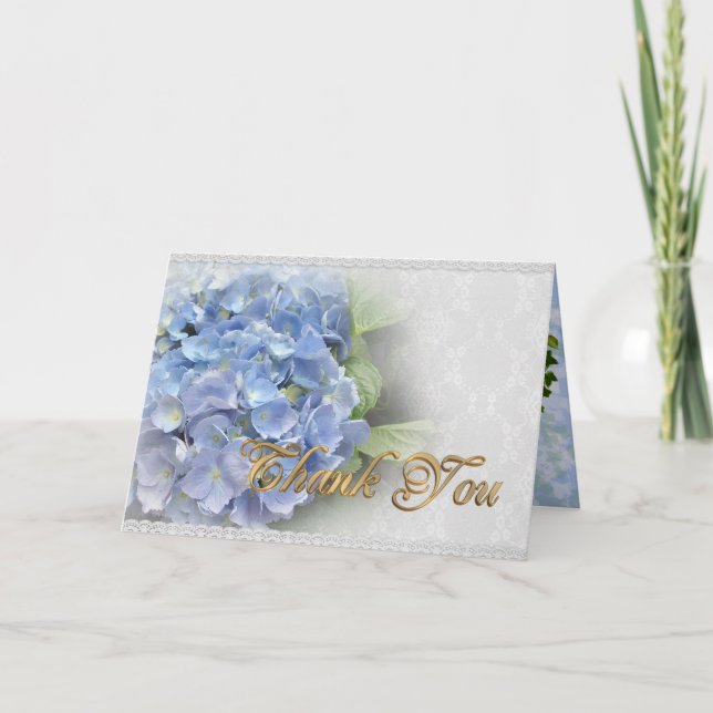Thank you card Blue Hydrangeas (Front)