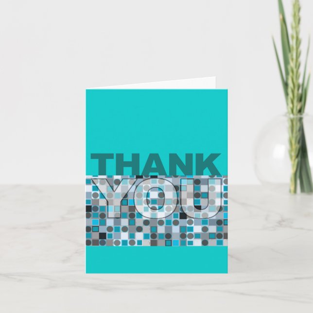 Thank You Card Blue Polka Dot Pattern (Front)