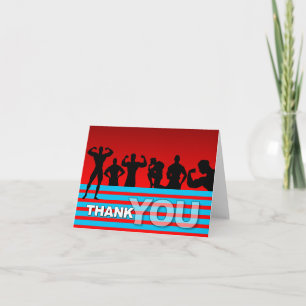 Thank You Card Bodybuilder Blue Stripe