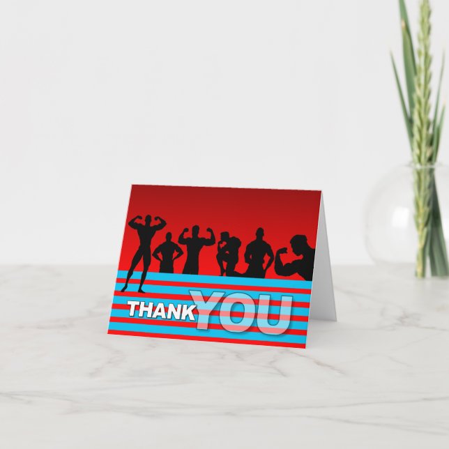 Thank You Card Bodybuilder Blue Stripe (Front)