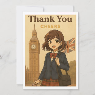 Thank You Card - British Anime Schoolgirl