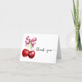 Thank You Card Cherry Coquette Baby Shower Folded