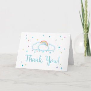 Thank You Card Cloud Rainbow Raindrop Baby Shower