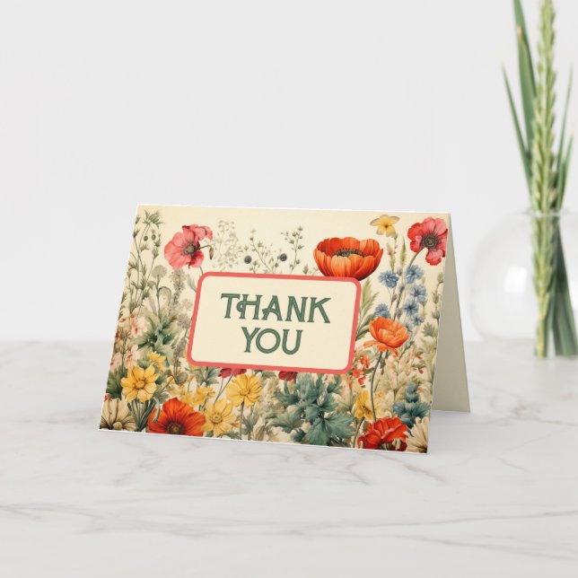 Thank You Card - Cottage Garden Theme (Front)