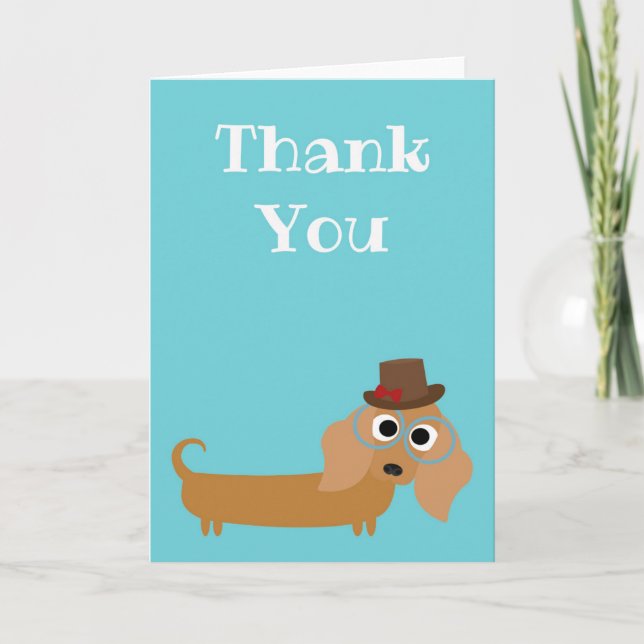 Thank You Card Dachshund Wiener Dog Blank Inside (Front)