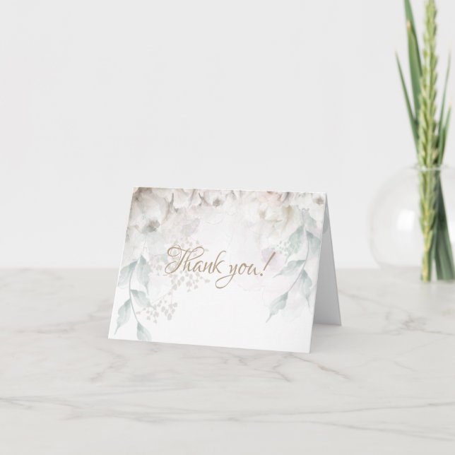 Thank You Card  | Elegant Alabaster Peonies (Front)