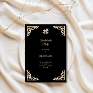 Thank You Card Elegant Black and Gold Wedding 