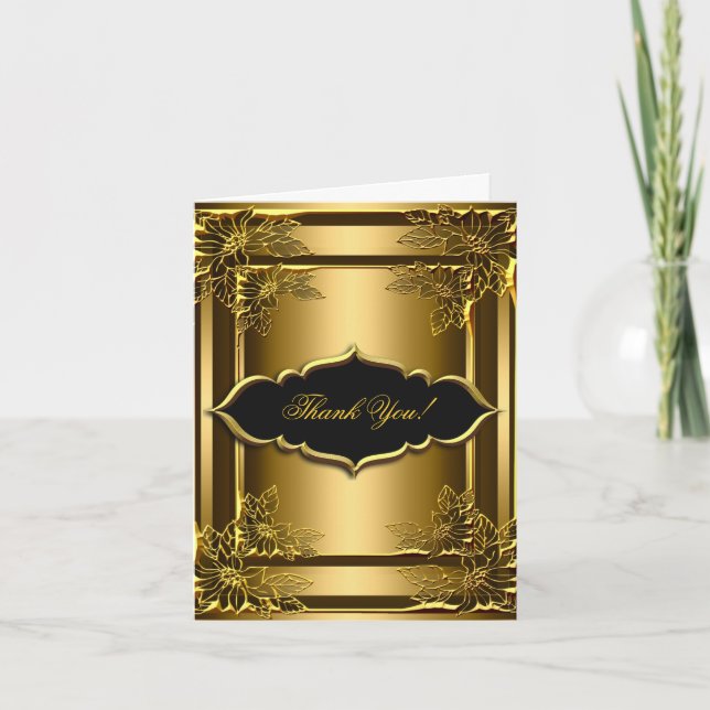 Thank You Card Elegant Black Gold (Front)