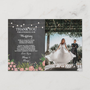 Thank You Card Engagement Wedding Chalk Floral Pic