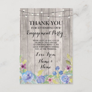 Thank You Card Engagement Wedding Wood Floral