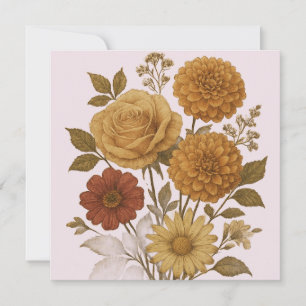 Thank you Card Flower Design Pink