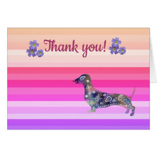 Thank you Card Flowers Dachshund