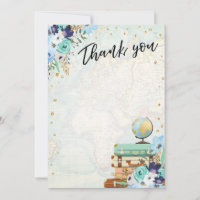 Thank you card Flowers Miss to Mrs Travel Blue