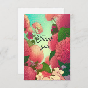 Thank you card flowers pink fuchsia kitty voices