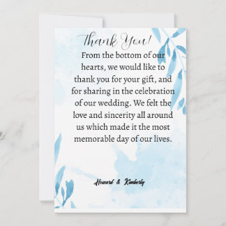 Thank you card for attending a wedding