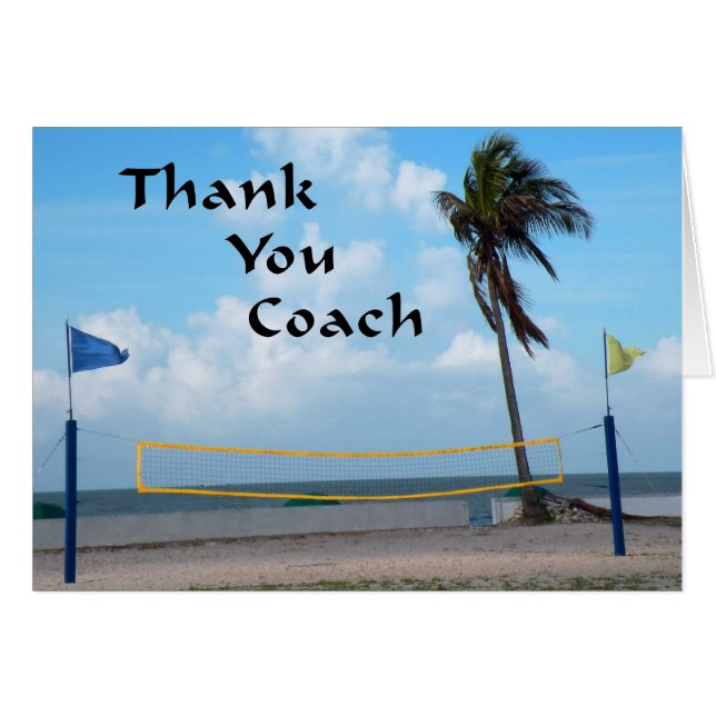 Thank You Card for Beach Volleyball Coach (Front Horizontal)