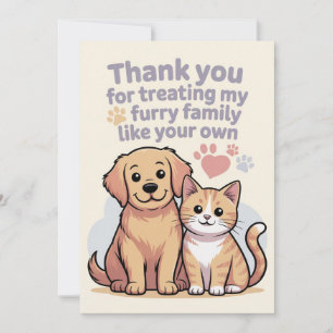 Thank You Card for Pet Sitter or Veterinarian