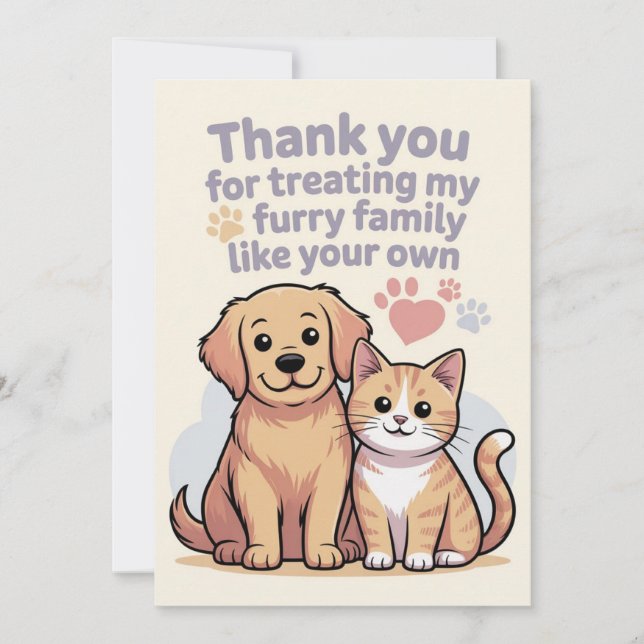 Thank You Card for Pet Sitter or Veterinarian (Front)