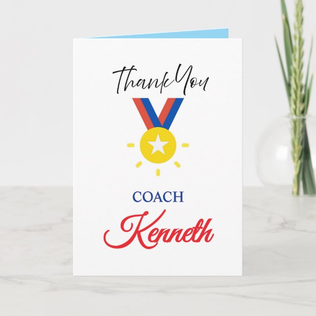 Thank You Card for Sports Coach, Appreciation Card (Front)