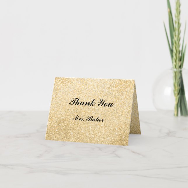  Thank You Card For Teacher Elegant Gold Design (Front)