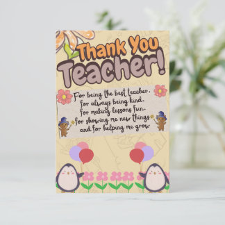 thank you card for teachers.