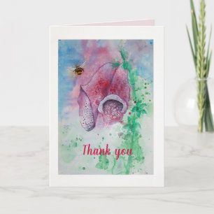 Thank you card, Foxglove and Bee Card