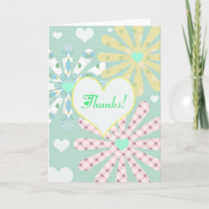 Thank You Card Fun Hearts and Flowers
