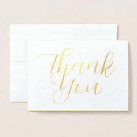 Thank You Card, Gold Calligraphy Appreciation