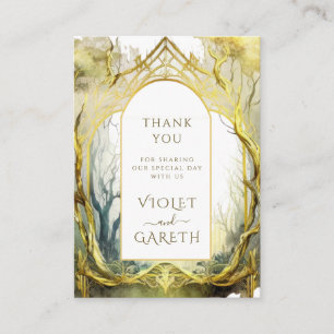 Thank You Card Gold Enchanted Forest Wedding