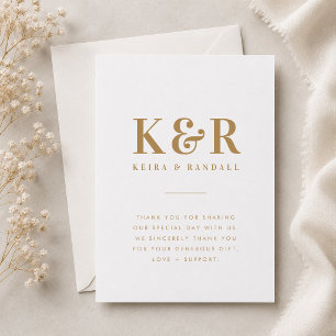 Thank You Card Gold Wedding Gratitude Note