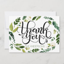 Thank you card - hand lettered card watercolor