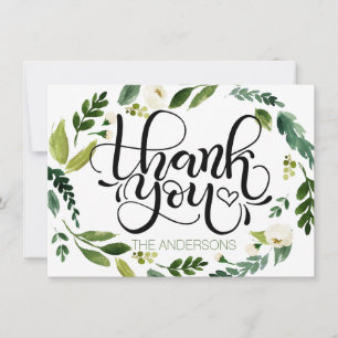 Thank you card - hand lettered card watercolor