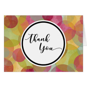 Thank You Card in Circle over Colourful Bubbles
