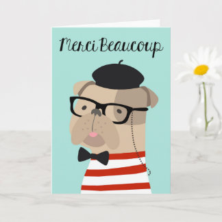 Thank You Card in French - Frenchie Bulldog Merci