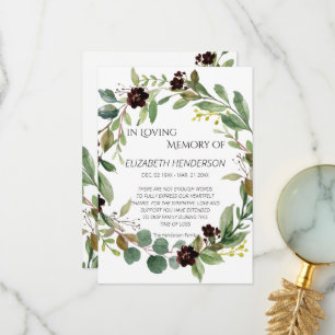 Thank you card in memory of sympathy.