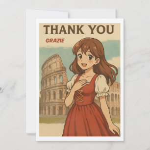 Thank You Card - Italian Anime Girl in Rome