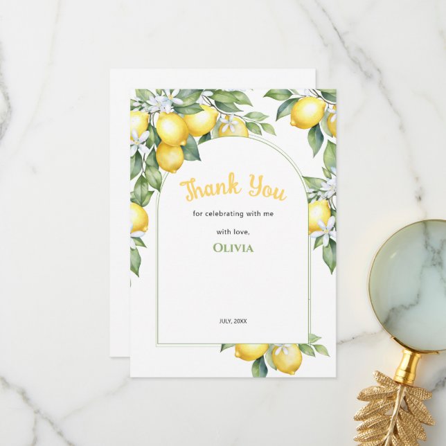 Thank You Card Lemon citru birthday. (Front/Back In Situ)