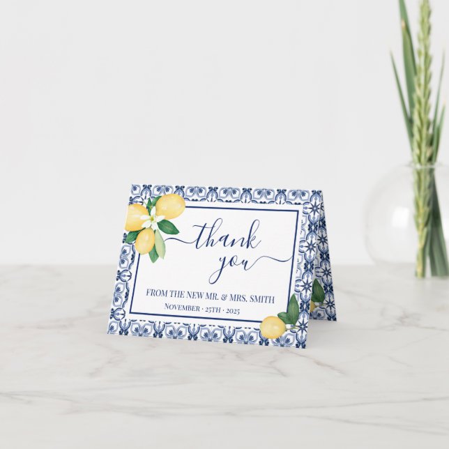 Thank You Card Lemons Bridal Shower Wedding folded (Front)