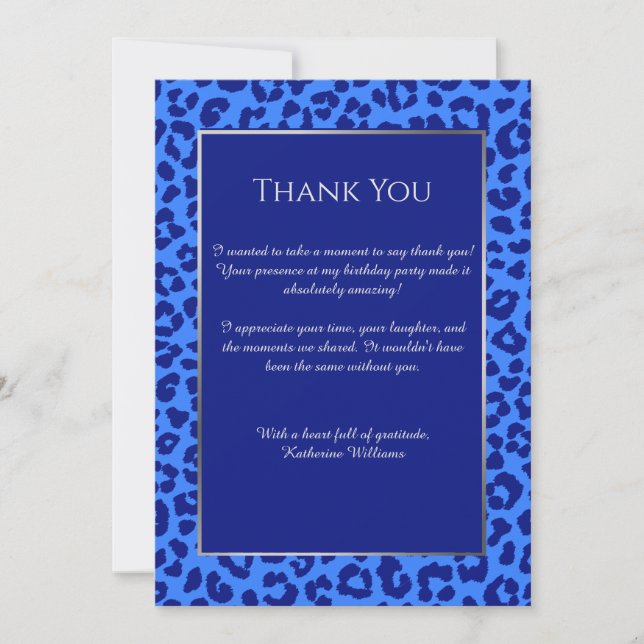 Thank You Card-Leopard Print-Blue- Invitation (Front)