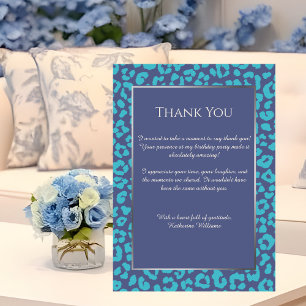 Thank You Card-Leopard Print-Blue- Invitation
