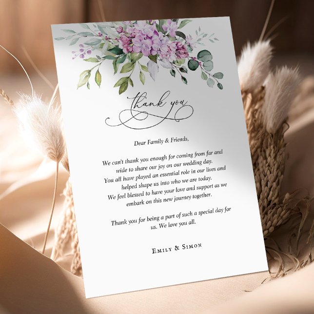 Thank You Card Lilac Greenery Script Wedding (Creator Uploaded)