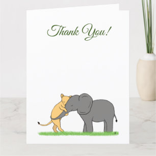 Thank You Card-Lion and Elephant