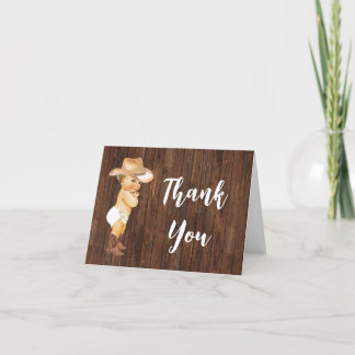 Thank You Card Little Cowboy Pink Baby Shower