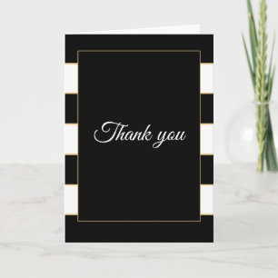 Thank you card note black white stripes
